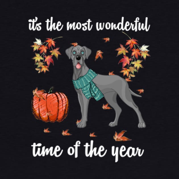 Great Dane Dog Autumn Fall Most Wonderful Time Maple Gift by AstridLdenOs